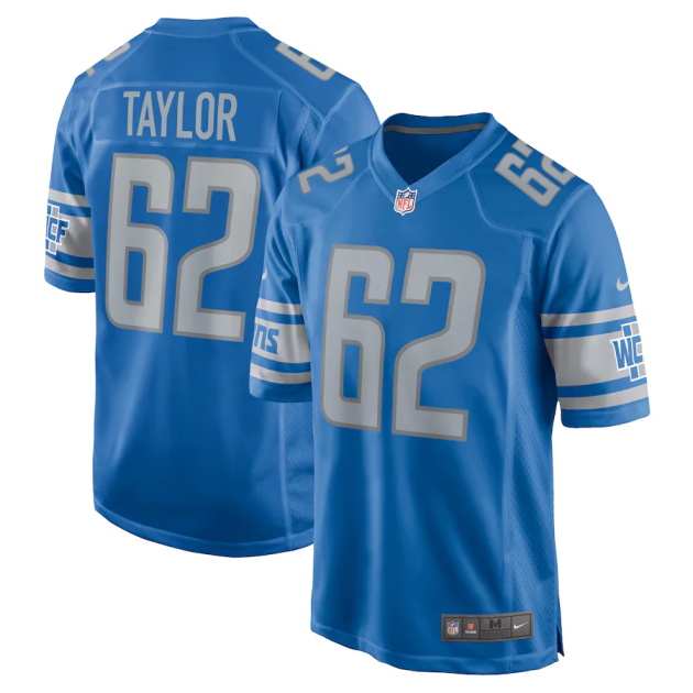 mens nike demetrius taylor blue detroit lions player game jersey